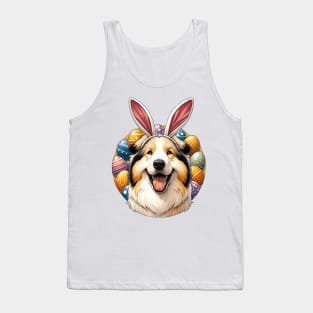 Croatian Sheepdog Enjoys Easter in Bunny Ears Tank Top